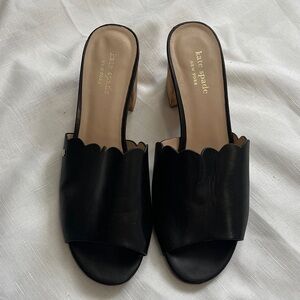 Kate Spade Black Scalloped Mules